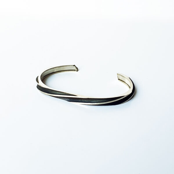 Bracelet strié 5mm patiné noir – Image 2